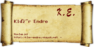 Klár Endre névjegykártya